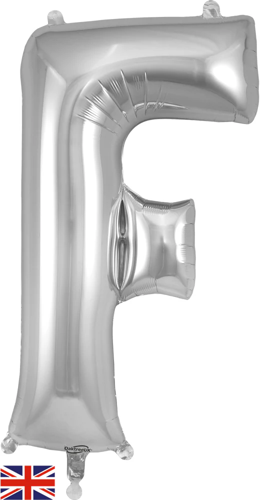 34" Letter F Silver Oaktree Brand Foil Balloon