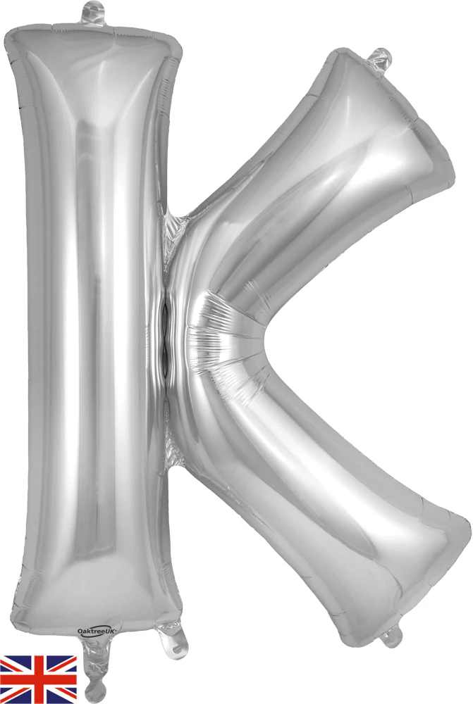 34" Letter K Silver Oaktree Brand Foil Balloon