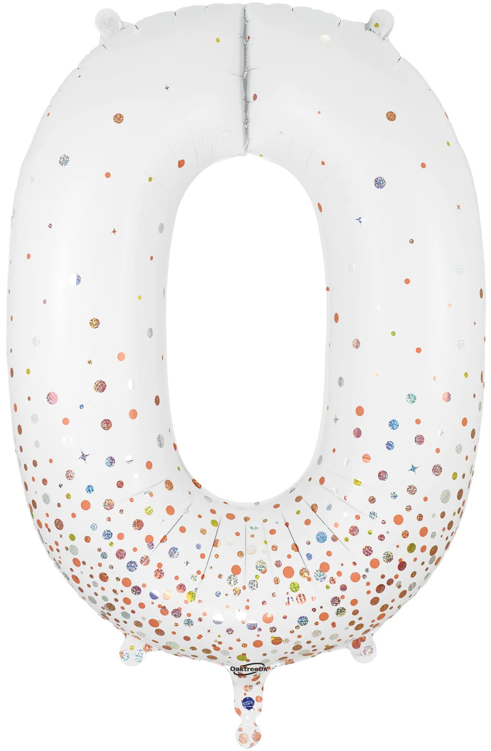 34" Number 0 Fizz Holographic Rose Gold Oaktree Foil Balloon
