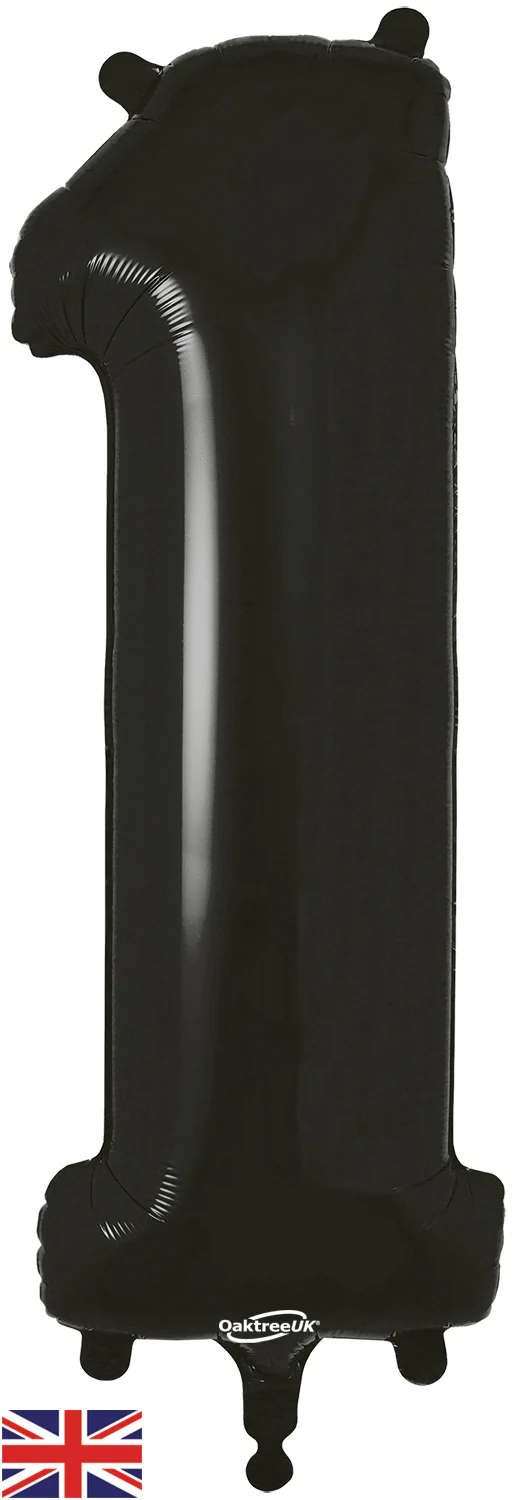 34" Number 1 Black Oaktree Foil Balloon