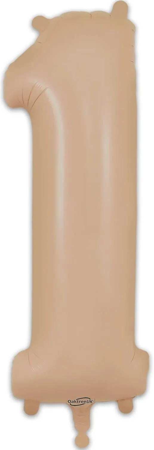 34" Number 1 Matte Nude Oaktree Foil Balloon