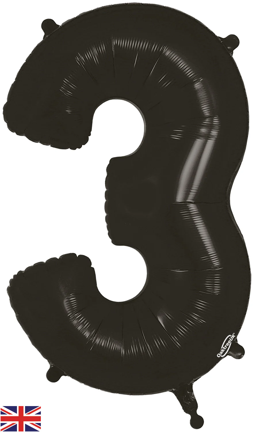 34" Number 3 Black Oaktree Foil Balloon