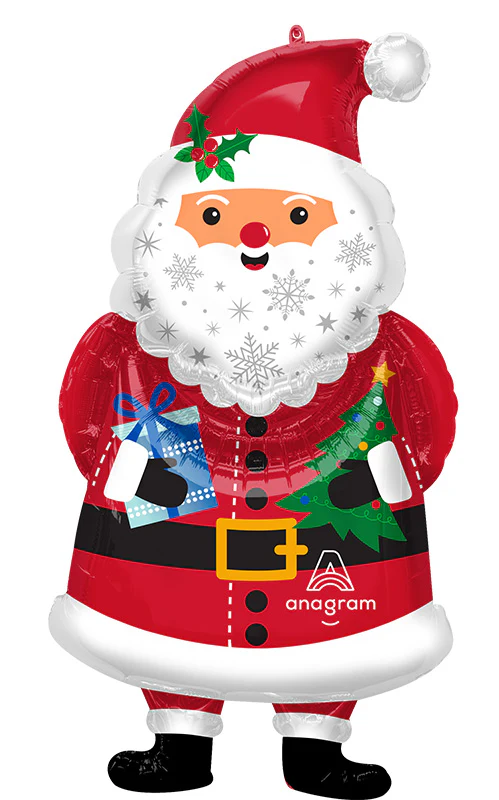 34" Snowy Santa SuperShape Foil Balloon