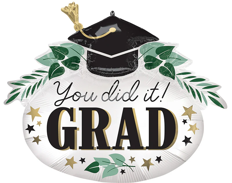 34" SuperShape Satin You Did It Ivy Grad Foil Balloon