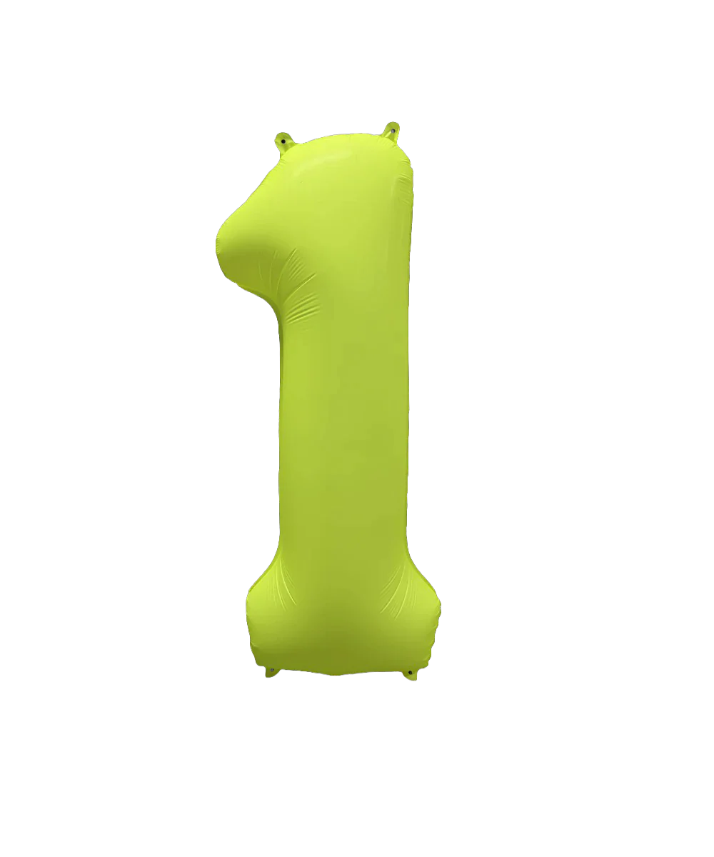 34" Deco Number 0 Neon Yellow Balloon
