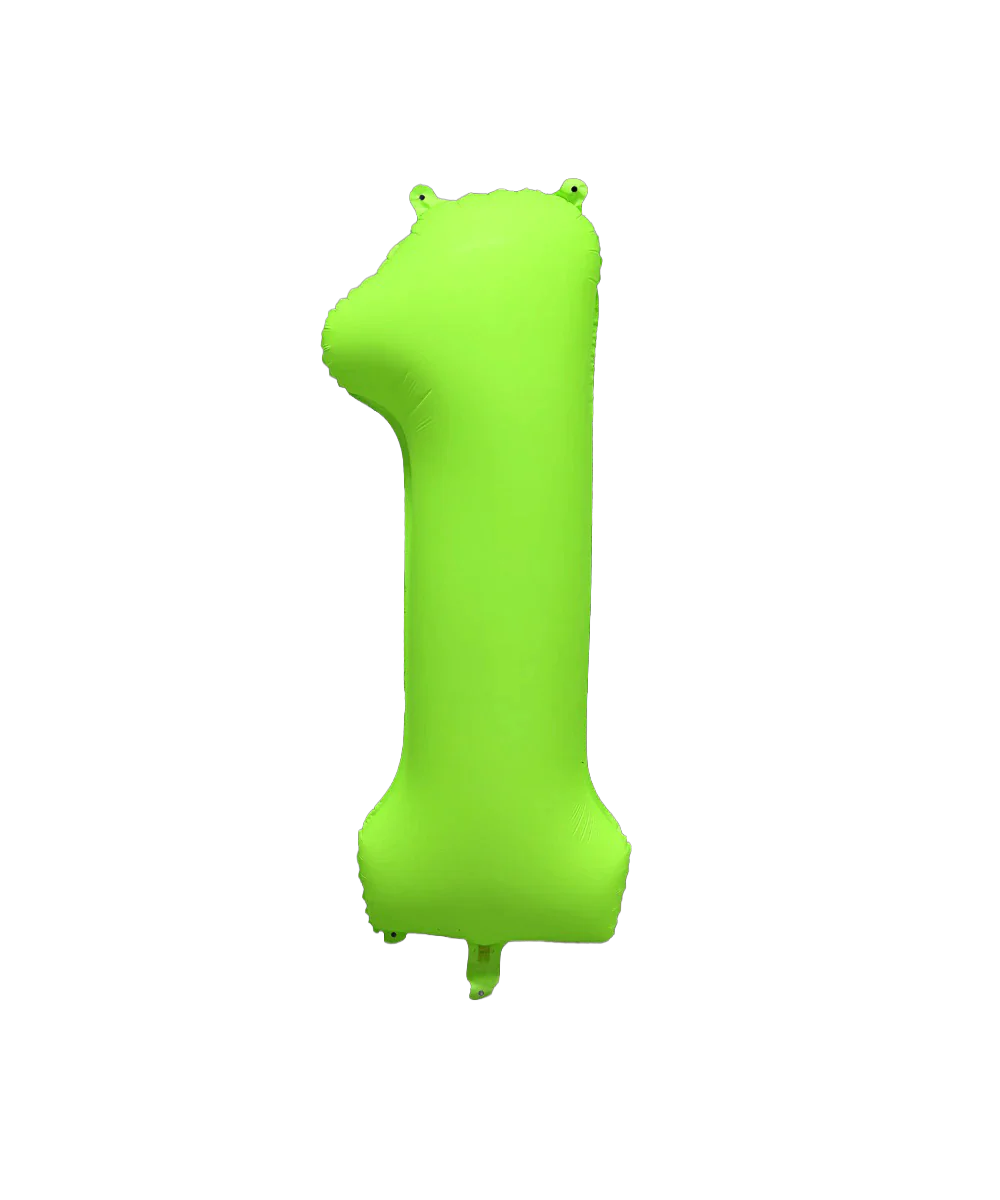 34" Deco Number 1 Neon Green Balloon