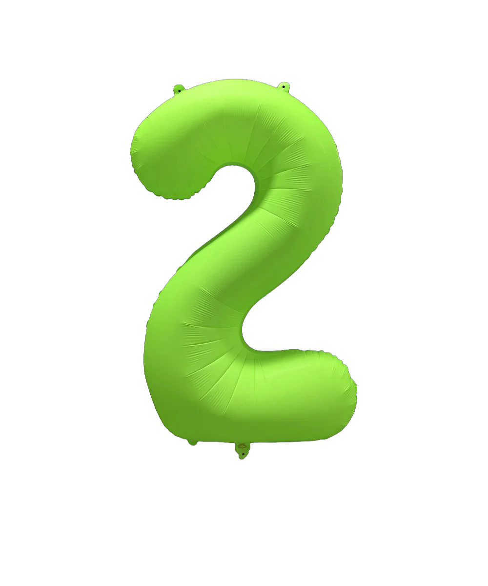 34" Deco Number 2 Neon Green Balloon