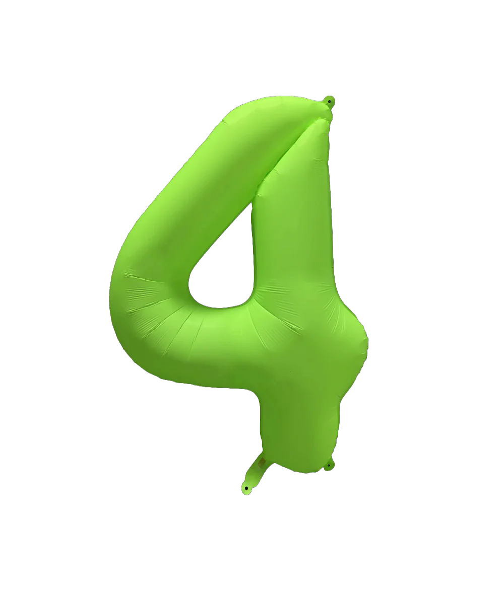 34" Deco Number 4 Neon Green Balloon
