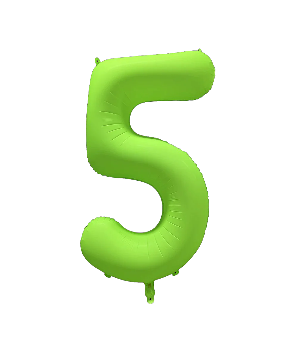 34" Deco Number 5 Neon Green Balloon