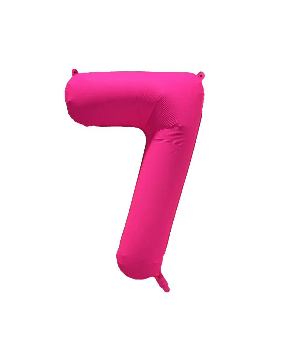 34" Deco Number 7 Neon Pink Balloon