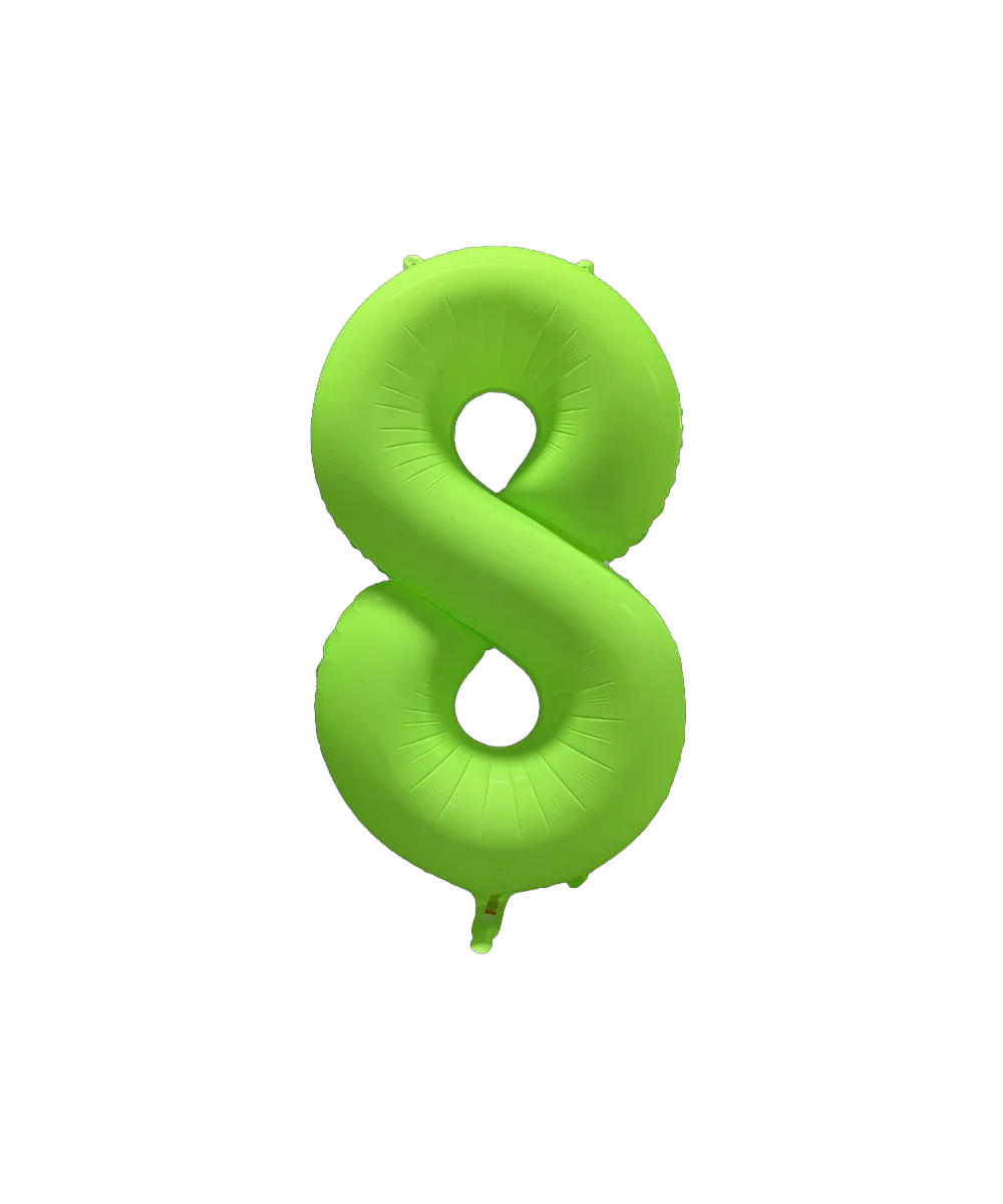 34" Deco Number 8 Neon Green Balloon