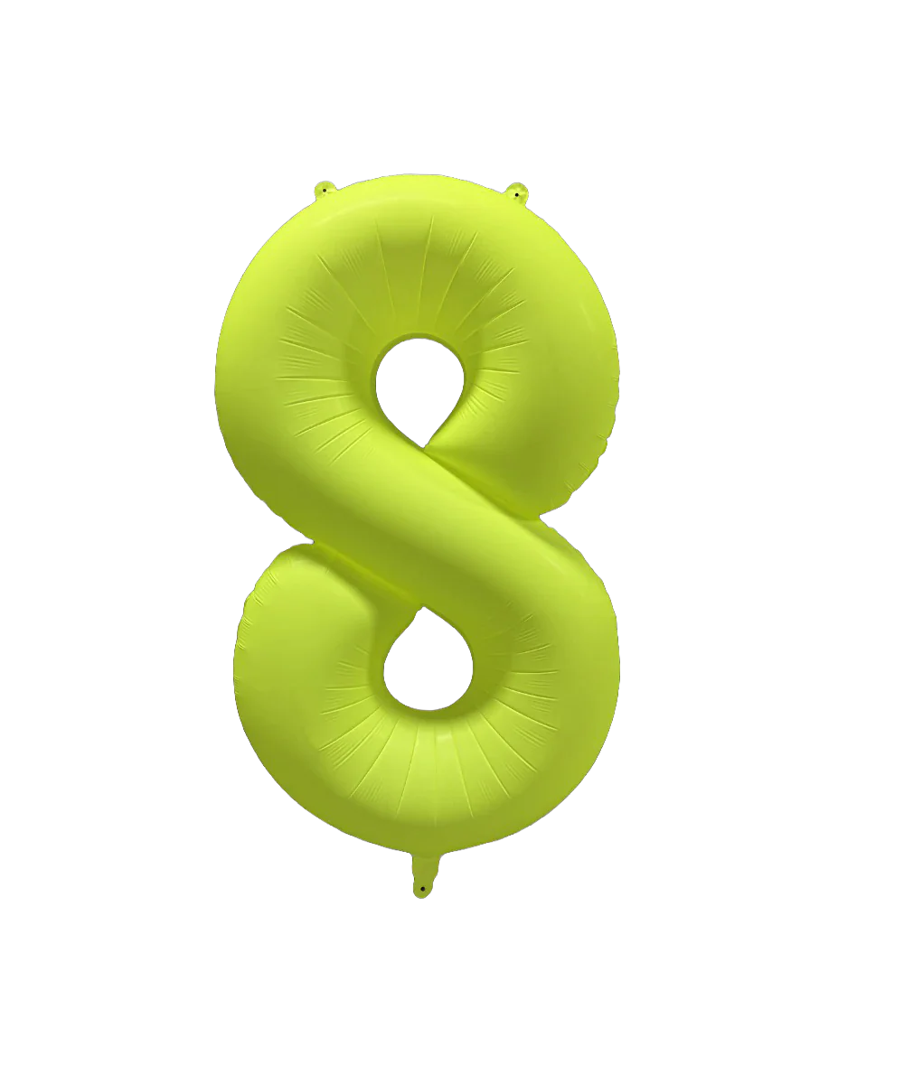 34" Deco Number 8 Neon Yellow Balloon