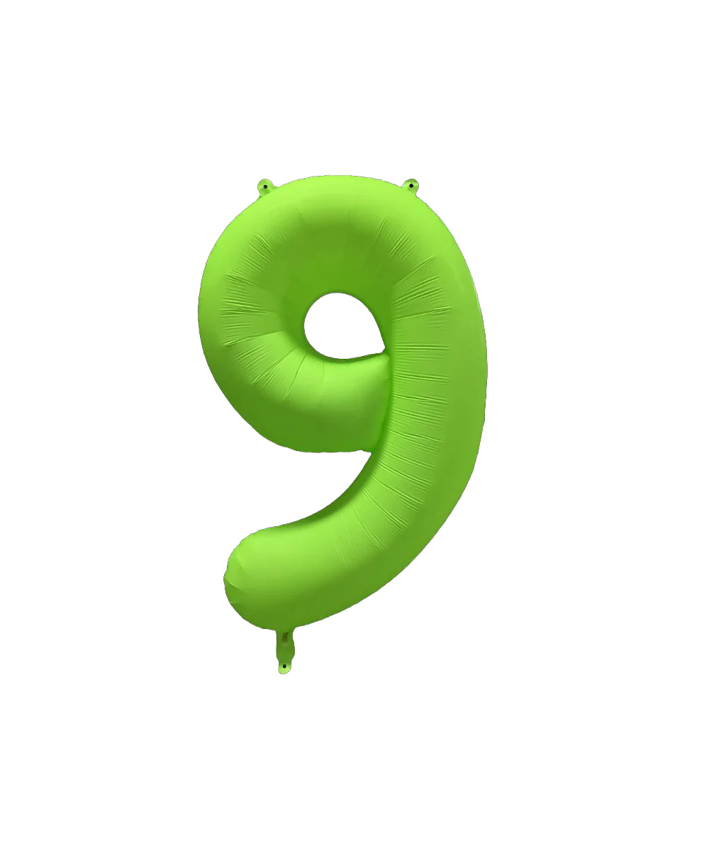 34" Deco Number 9 Neon Green Balloon
