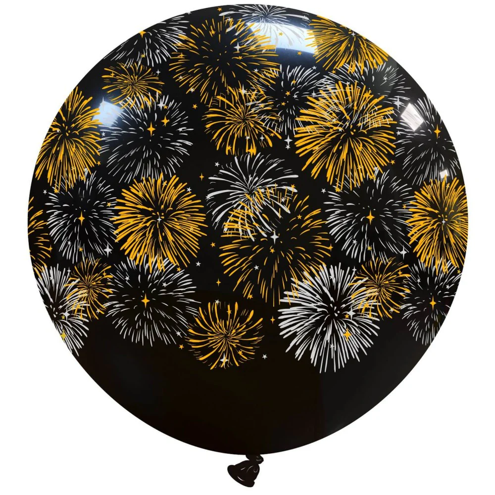 34" Fireworks (2 Colors) All Around (1 Per Bag) Cattex Brand Printed Latex Balloons