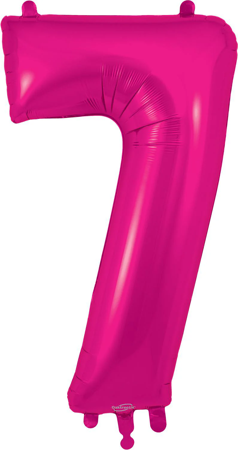 34" Number 7 New Pink Oaktree Brand Foil Balloon