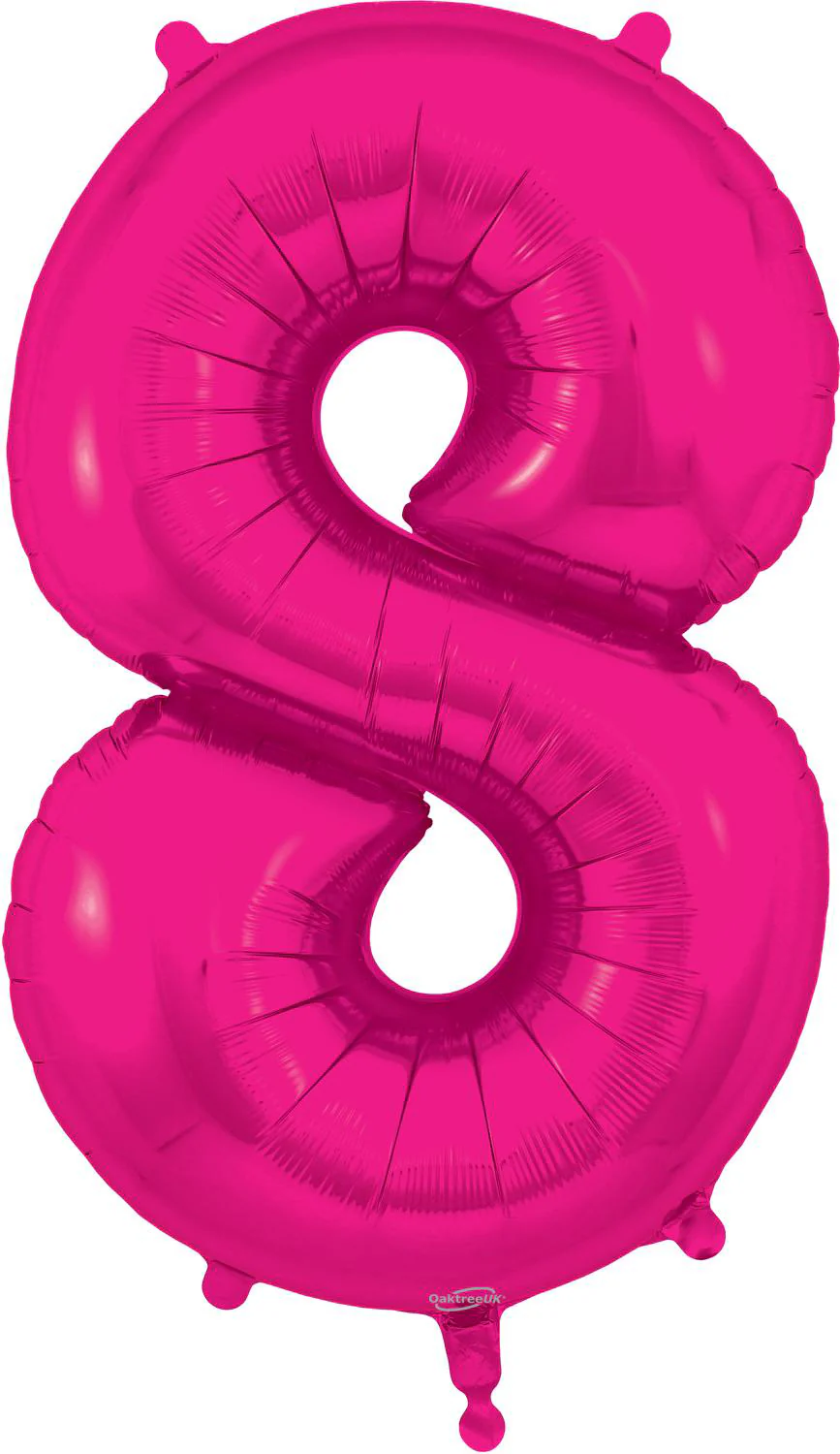 34" Number 8 New Pink Oaktree Brand Foil Balloon
