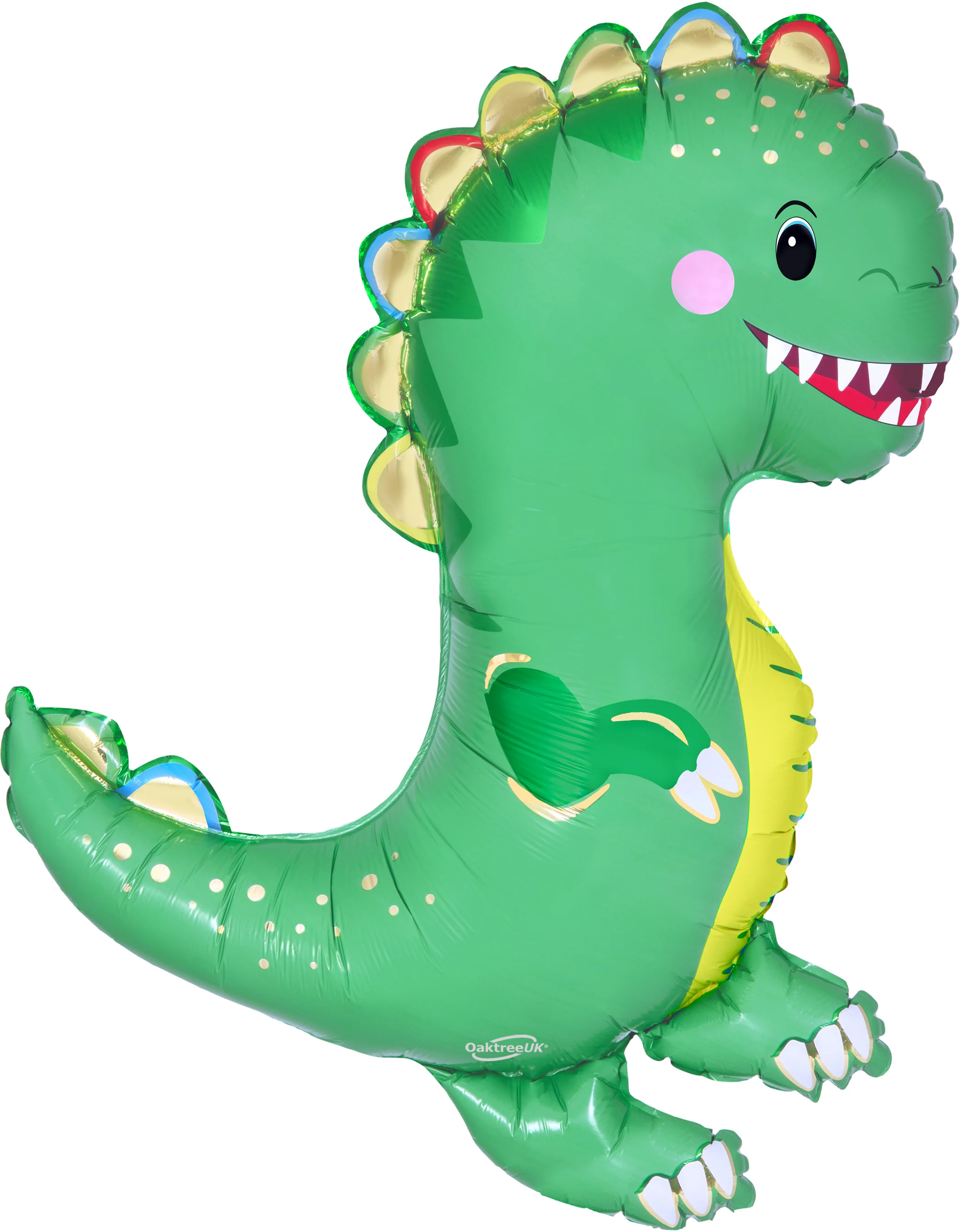 34" Oaktree Brand Happy Dinosaur Metallic Packaged Foil Balloon