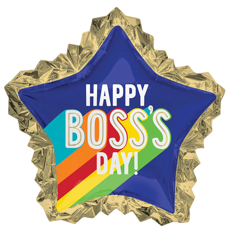 34" SuperShape Satin Boss's Day Stripes Star Foil Balloon