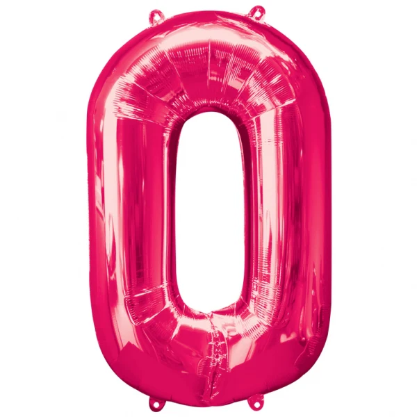 35" Anagram Brand SuperShape 0 Pink Balloon Packaged