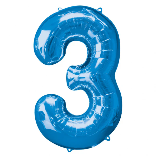 35" Anagram Brand SuperShape 3 Blue Balloon Packaged