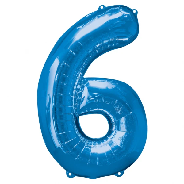35" Anagram Brand SuperShape 6 Blue Balloon Packaged
