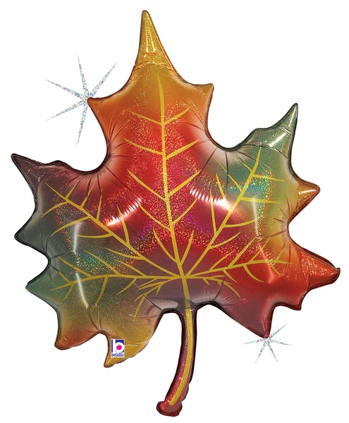 35" Jumbo Balloon Holographic Glitter Fall Leaf Foil Balloon
