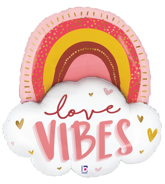 35" Jumbo Balloon Packaged Boho Love Vibes Rainbow Foil Balloon