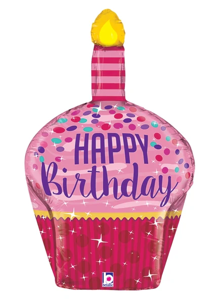 35" Multi-Sided Birthday Sparkles Cupcake Balloon