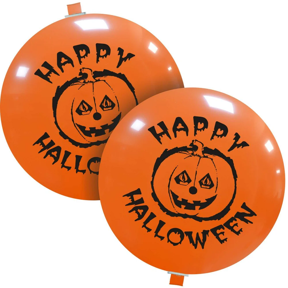 35" Halloween Orange Neck Up 2 Sided (1 Per Bag) Cattex Brand Printed Latex Balloons