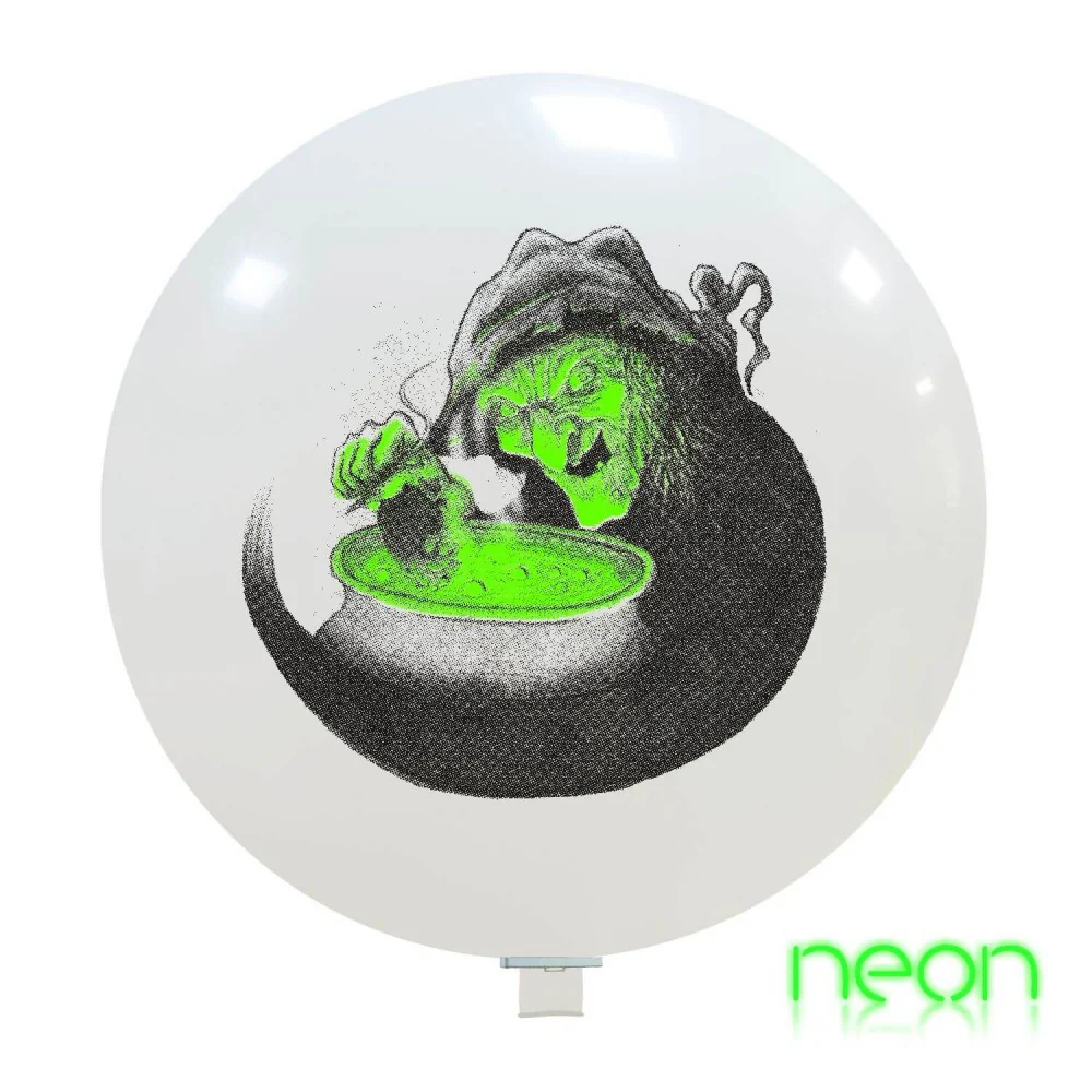 35" Neon Witch 2 Color 1 sided (1 Per Bag) Cattex Brand Printed Latex Balloons