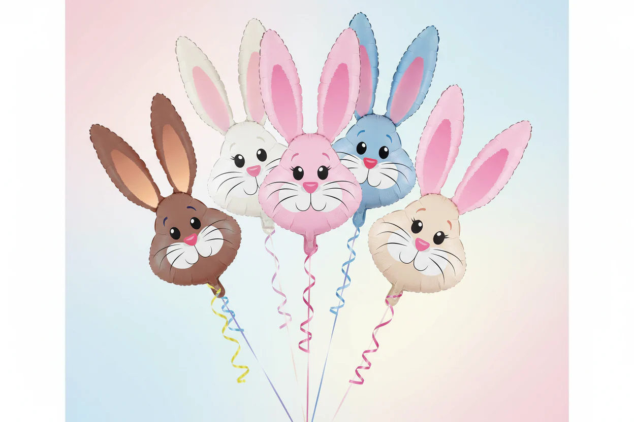 35" Oaktree Brand Cute White Bunny Rabbit Foil Balloon - Image 3