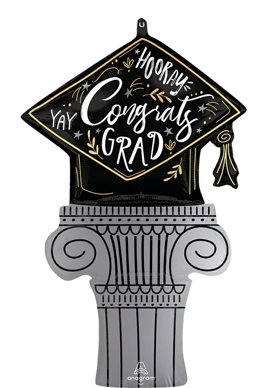 35" Satin Grad Cap Achievement Burst SuperShape Foil Balloon