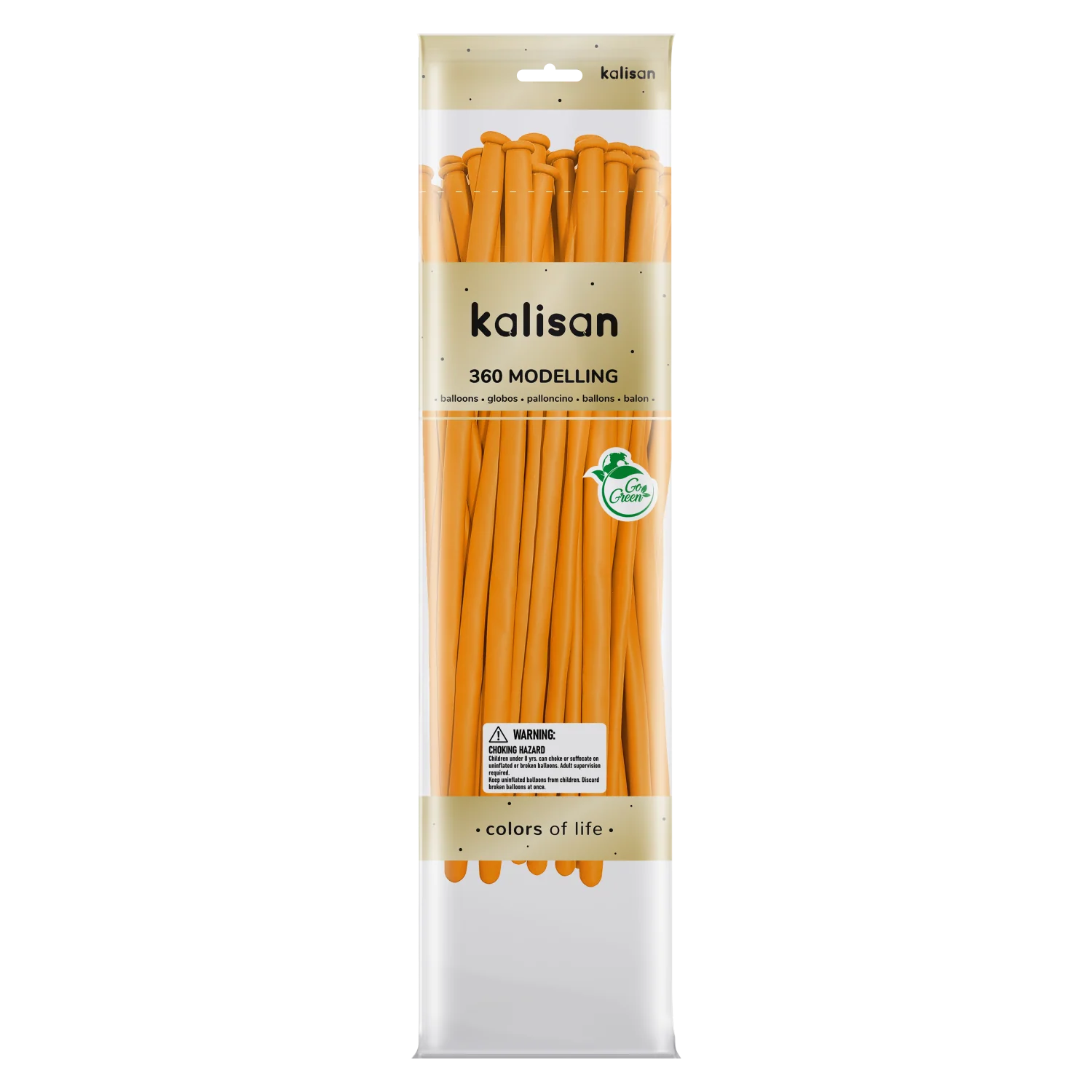 360K Nozzle Up Kalisan Twisting Latex Balloons Standard Amber (50 Per Bag)