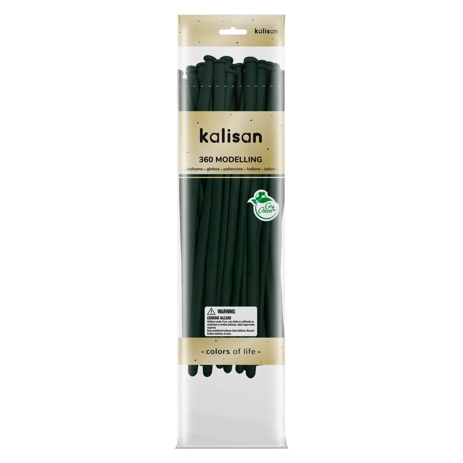 360K Nozzle Up Kalisan Twisting Latex Balloons Standard Dark Green (50 Per Bag)