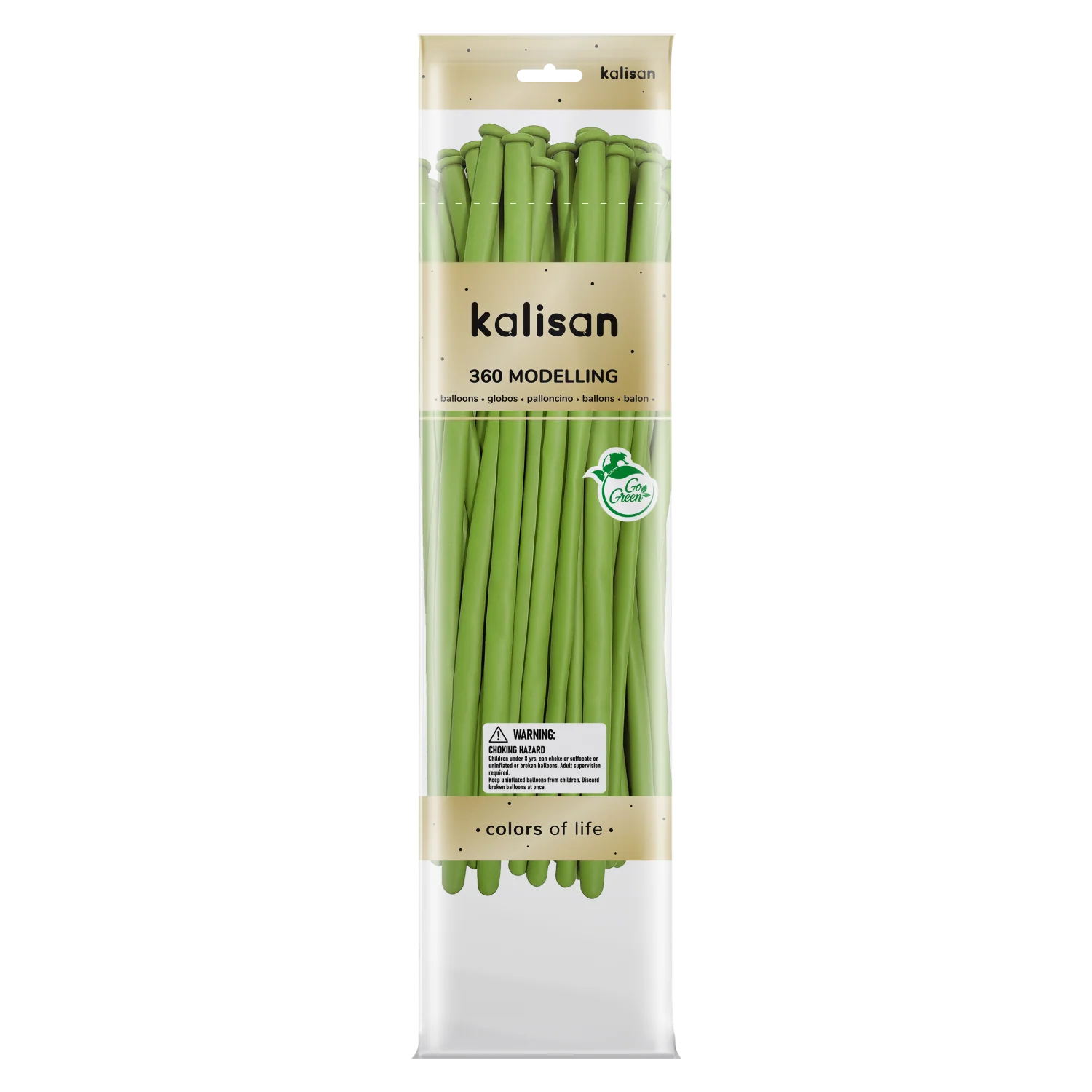 360K Nozzle Up Kalisan Twisting Latex Balloons Standard Lime Green (50 Per Bag)