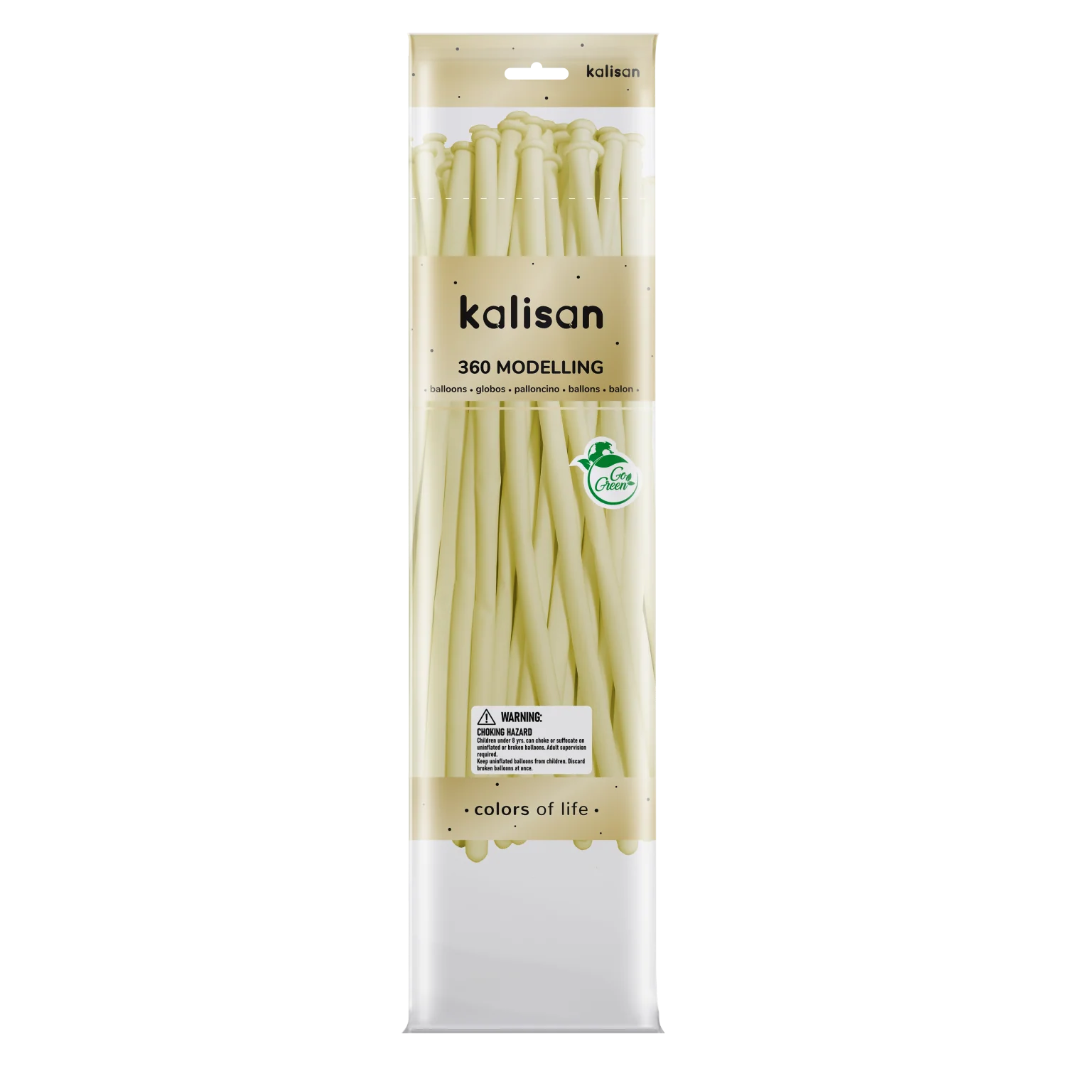 360K Nozzle Up Kalisan Twisting Latex Balloons Standard Macaron Pale Yellow (50 Per Bag)