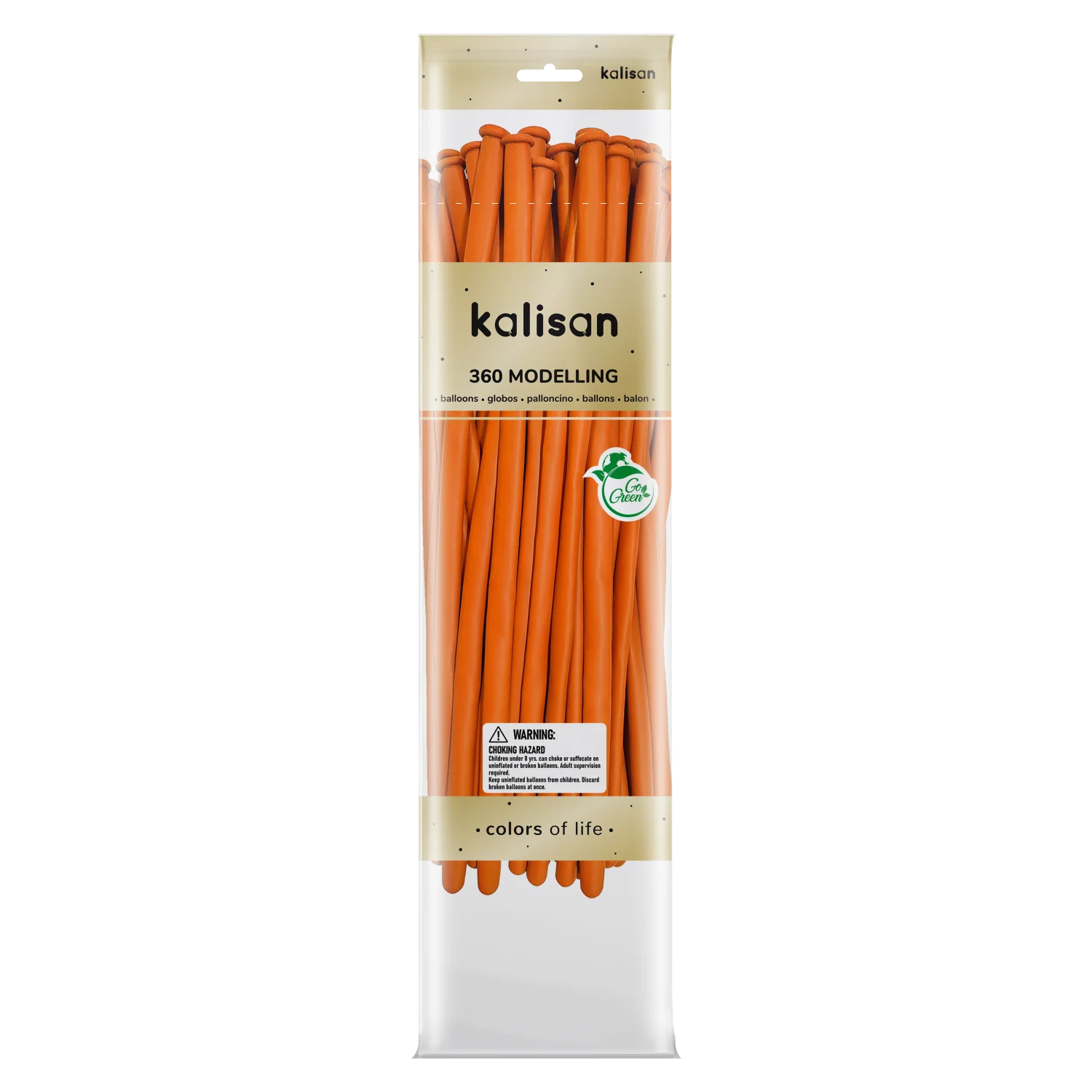360K Nozzle Up Kalisan Twisting Latex Balloons Standard Orange (50 Per Bag)