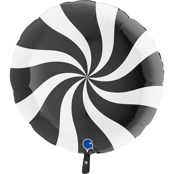 36" Candy Swirly White-Black Foil Balloon