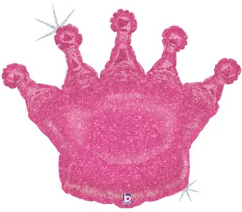36" Holographic Glittering Crown - Pink Foil Balloon