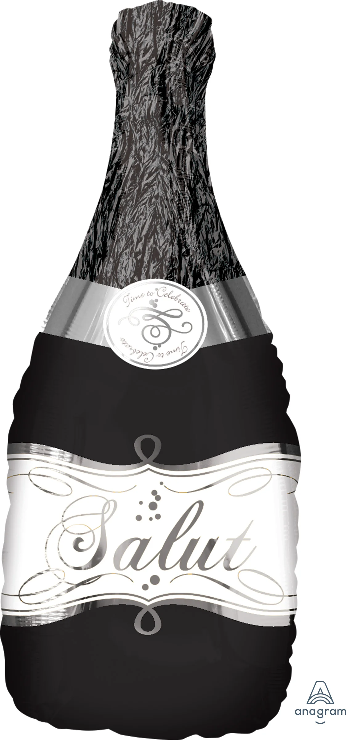 36" Jumbo Bubbly Wine Bottle Black Balloon
