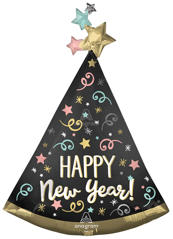 36" SuperShape Confetti Satin New Year Foil Balloon