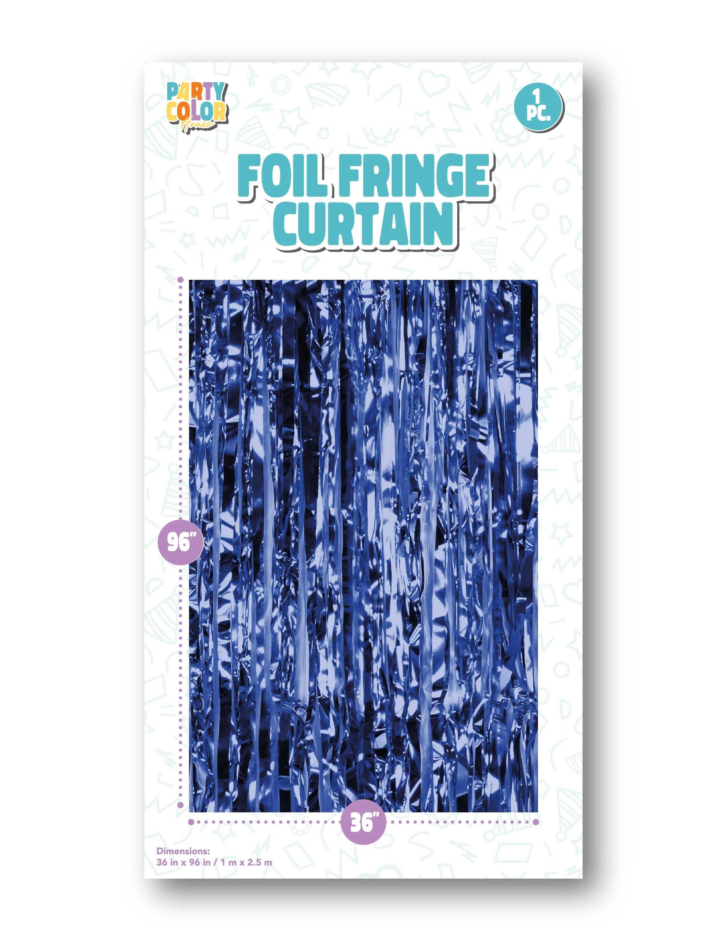 36" X 96" Foil Fringe Tinsel Curtain Backdrop Party Color  Blue Gloss