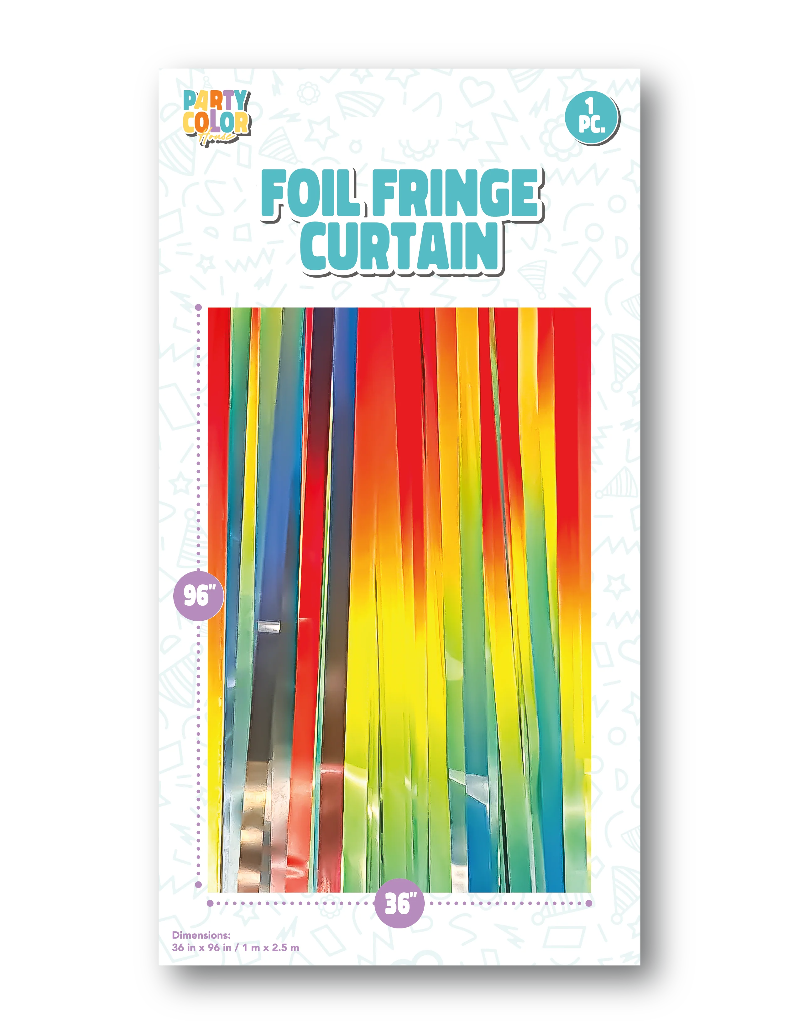 36" X 96" Foil Fringe Tinsel Curtain Backdrop Party Color  Blue/Red gradient color Gloss 