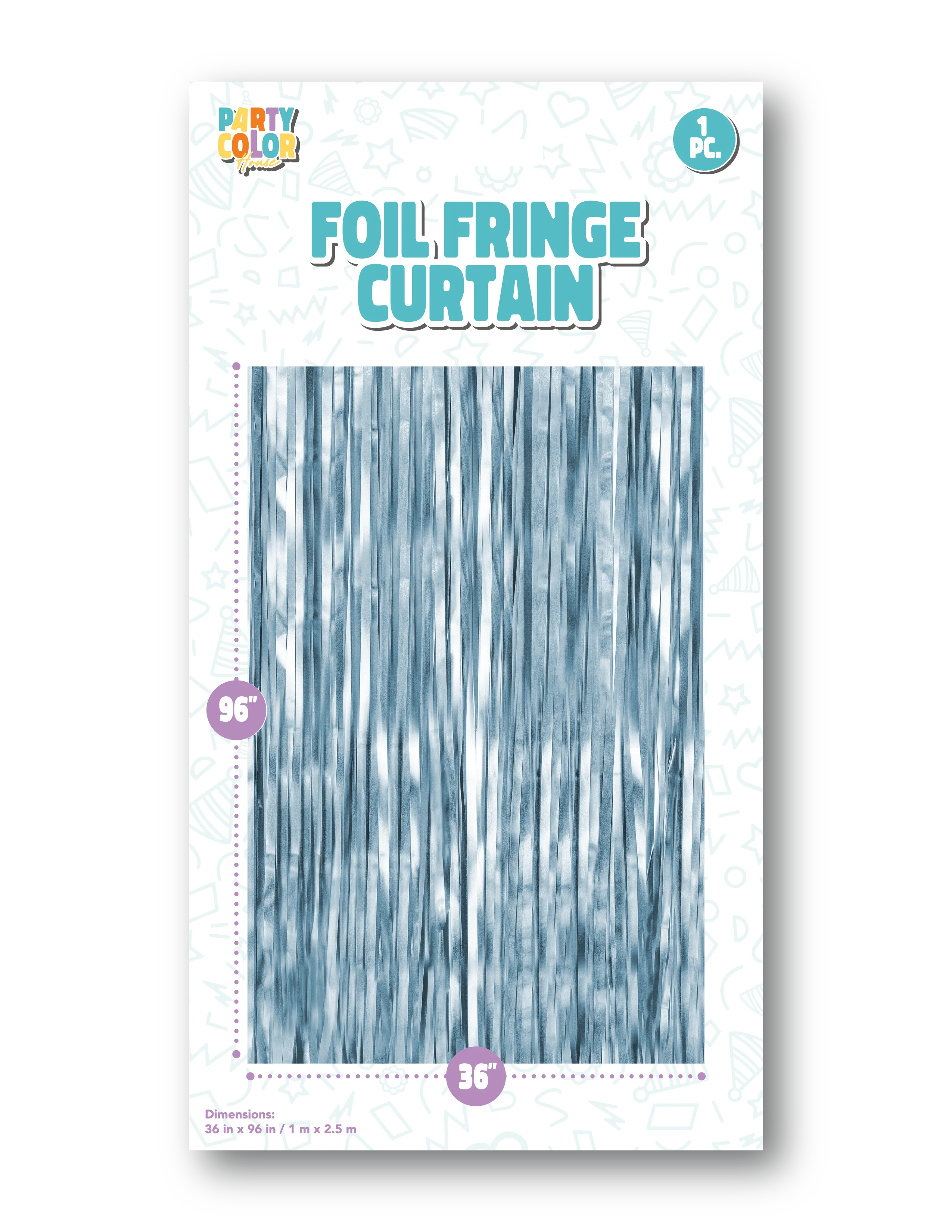 36" X 96" Foil Fringe Tinsel Curtain Backdrop Party Color  Light Blue  Matte