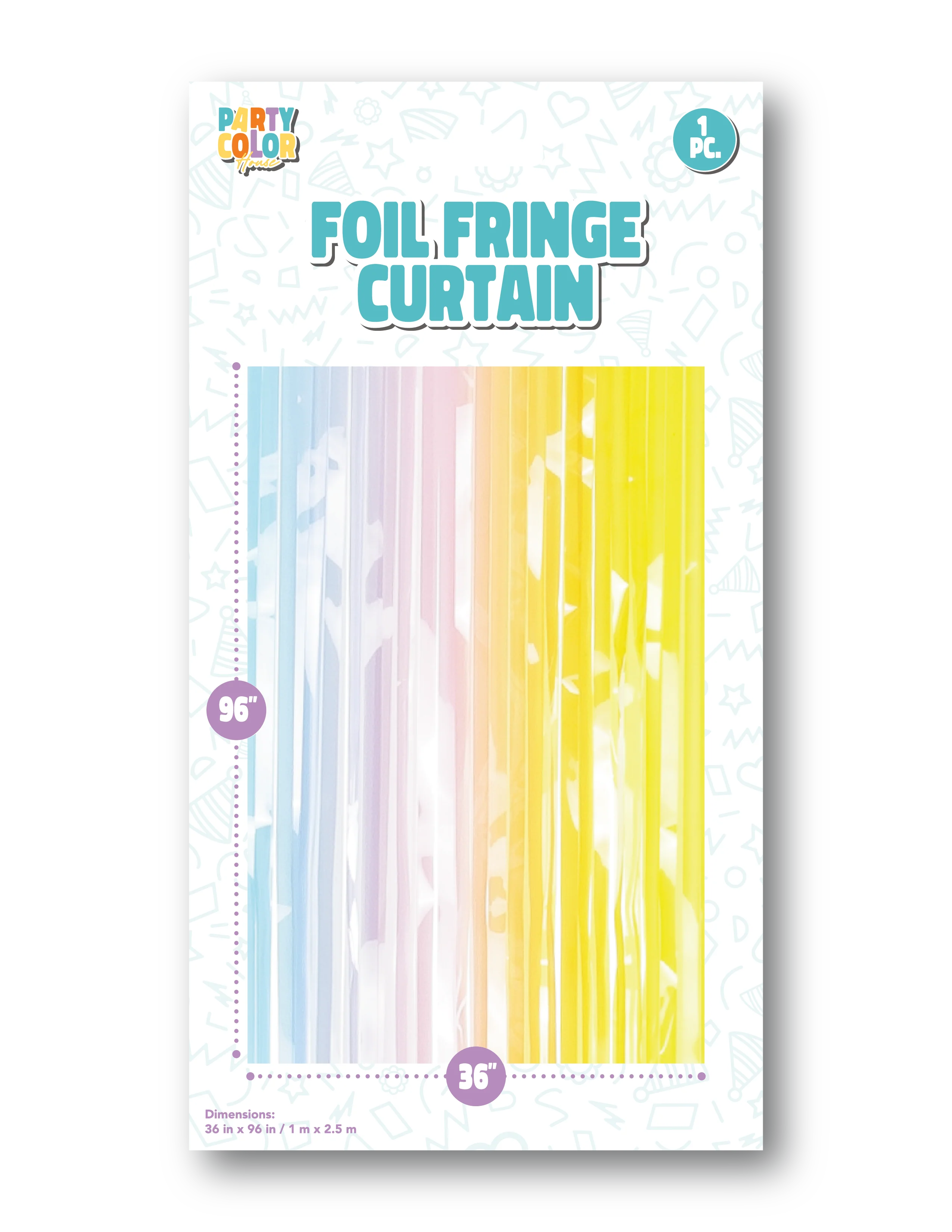 36" X 96" Foil Fringe Tinsel Curtain Backdrop Party Color Macaron gradient color Gloss