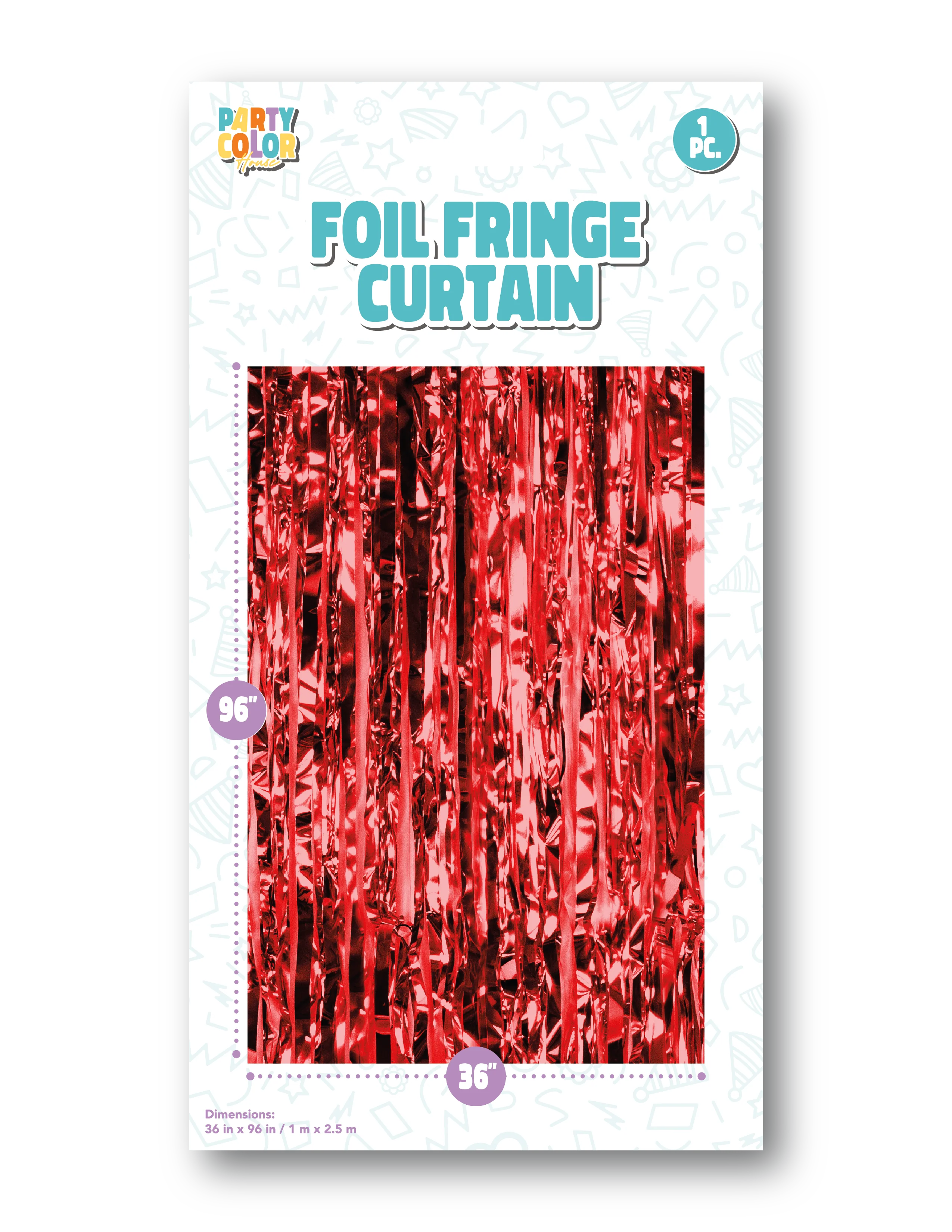 36" X 96" Foil Fringe Tinsel Curtain Backdrop Party Color  Red Gloss