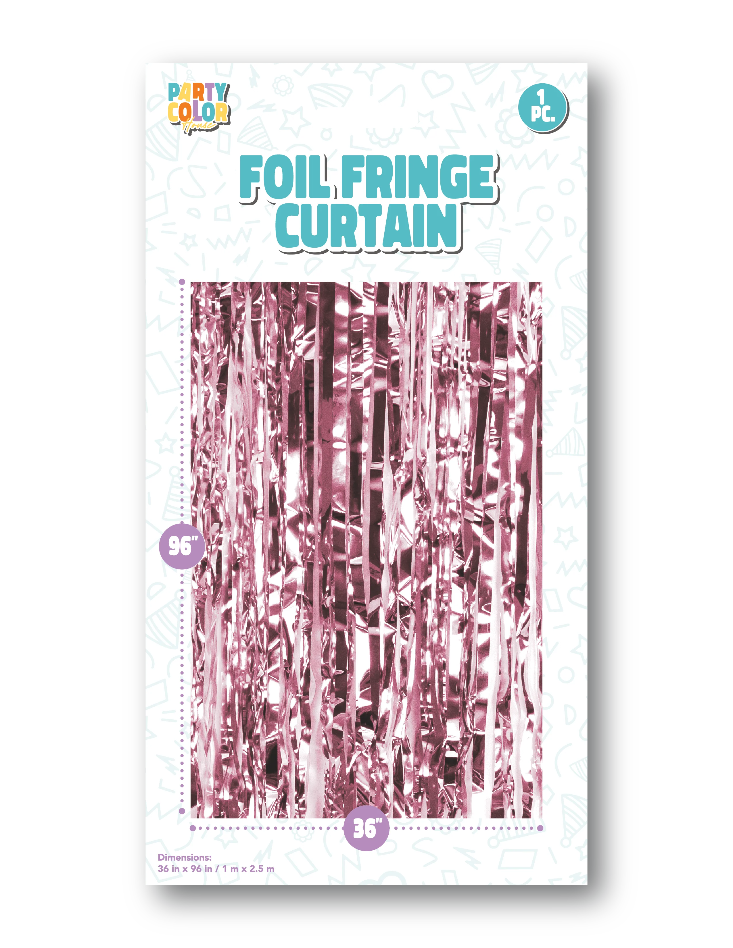 36" X 96" Foil Fringe Tinsel Curtain Backdrop Party Color Rose Gold Gloss