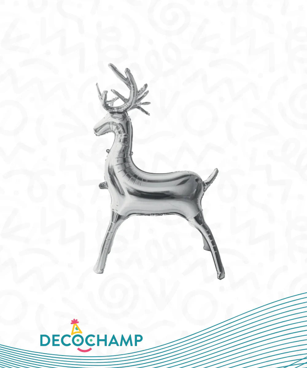 34" Decochamp Brand Silver Reindeer Balloon