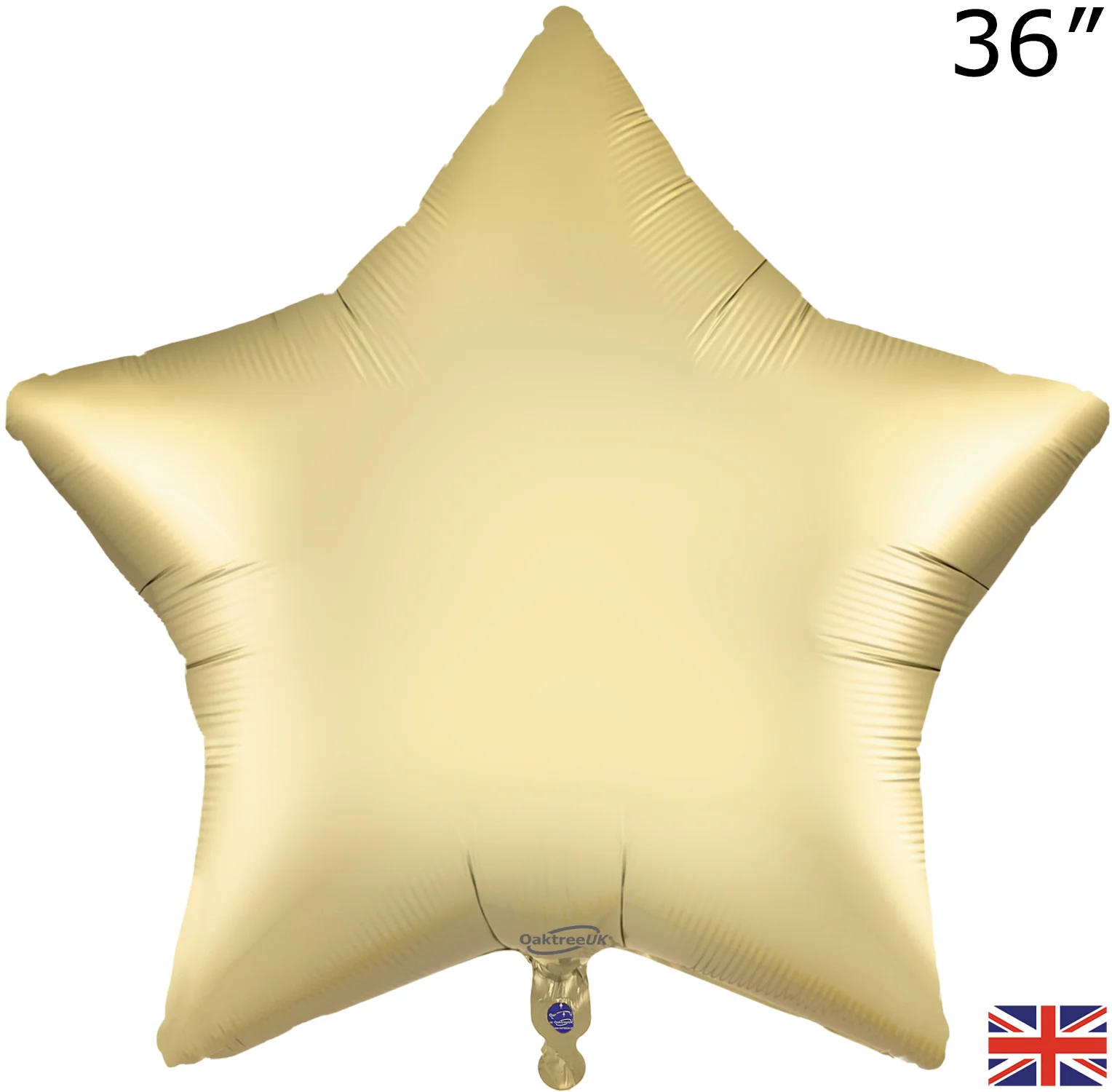 36" Pure Gold Star Packaged Oaktree Brand Mylar/Foil Balloon