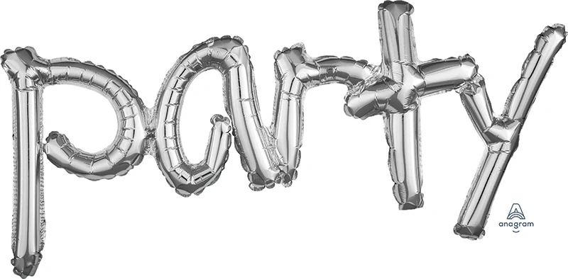 37" Airfill Only Freestyle Phrase "Party" Silver Balloon